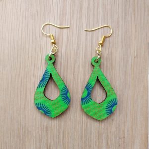 Teardrop open small Shweshwe earrings