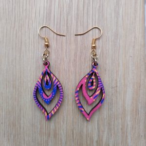 Flame shape Shweshwe earrings