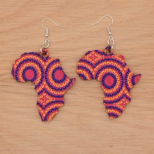 Large Africa shape earrings Shweshwe